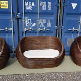 Rattan sofa set and 2 armchairs