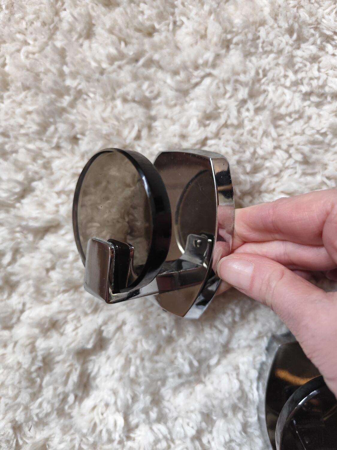 2 tempered glass coat hooks Space Age, 1970s