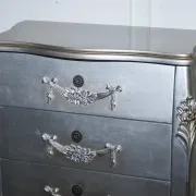 Baroque Grey Silver 3-Drawer Bedside Tables, Set of 2