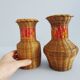 Pair of rattan vases, braided vase 1960