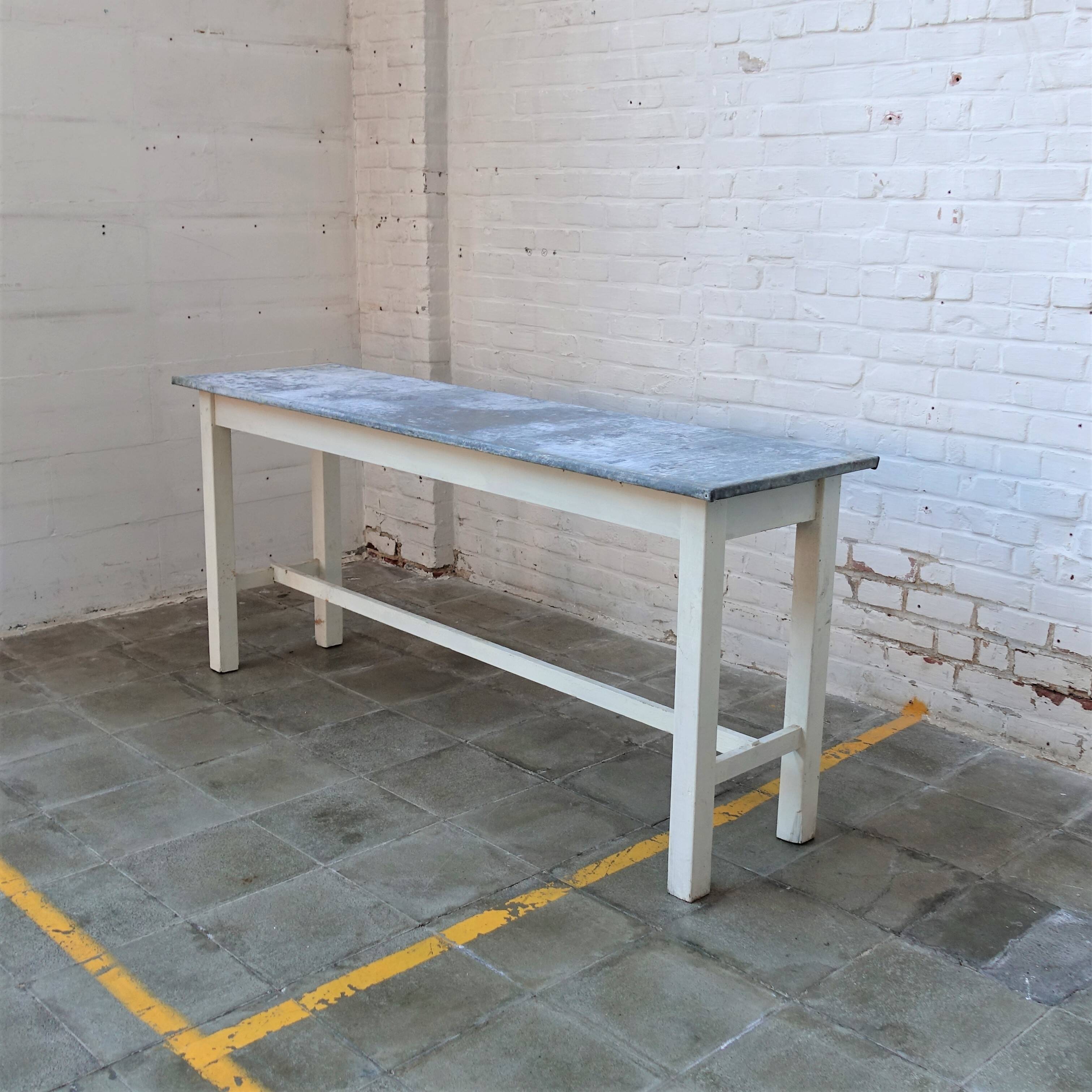 Vintage zinc topped topped farmer table