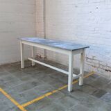 Table de ferme vintage avec plateau en zinc