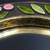 Small round mirror in earthenware- Cherry enamelled decoration - circa 1970