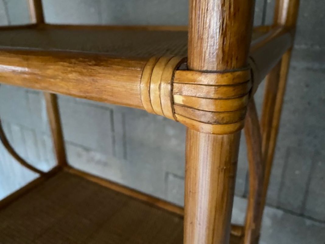 Vintage rattan bookcase 70s