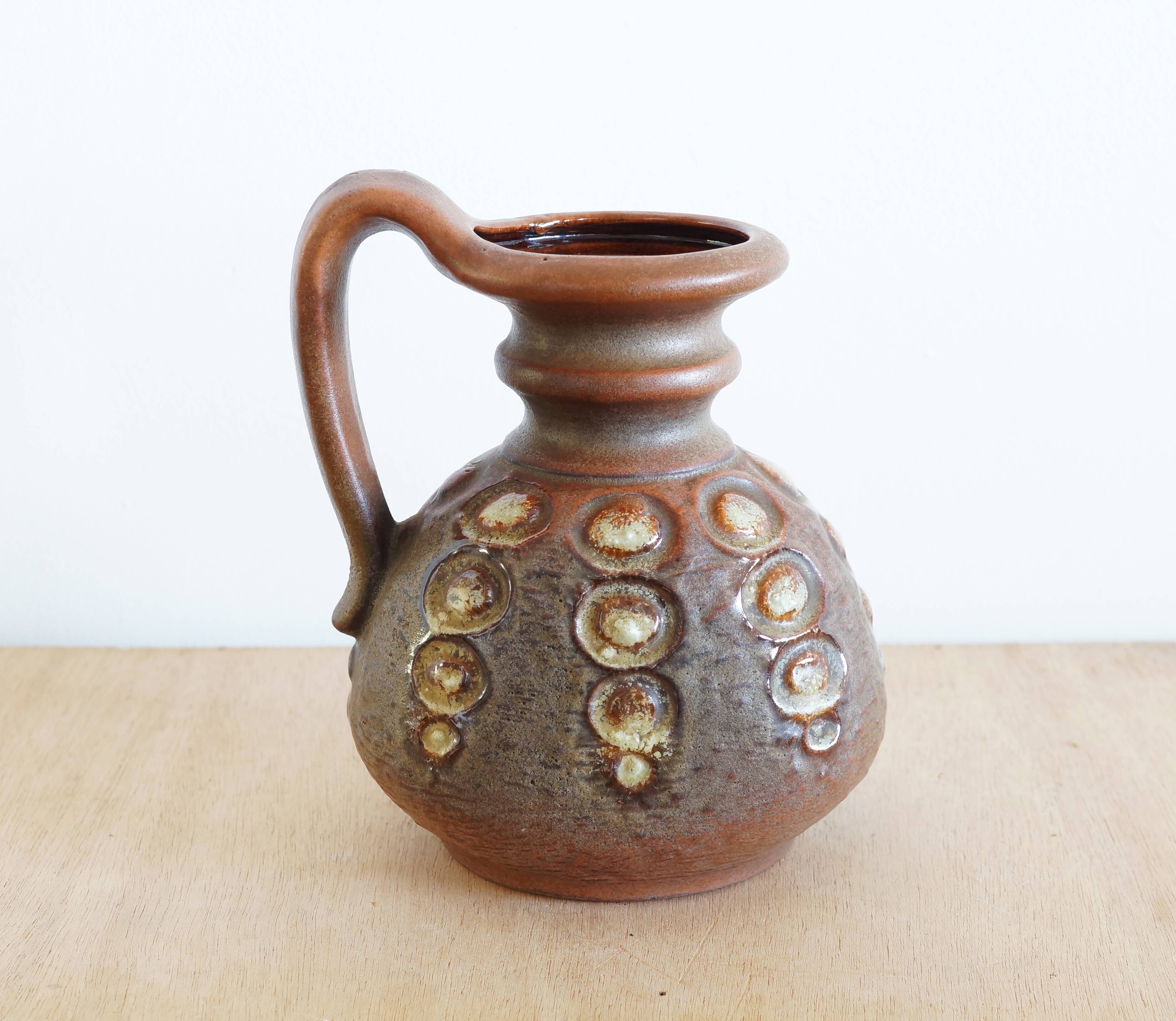 Brown ceramic vase with handle, 1970s, Austria