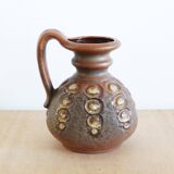 Brown ceramic vase with handle, 1970s, Austria