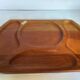 Pair of wooden snack meal trays with compartments.