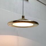 Postmodern Italian vintage brass suspension UFO model S-481 by Luci Italia, 1970s.