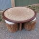Vintage coffee table + 4 poufs