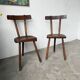 Pair of Savoyard tripod chairs, folk art, oak.