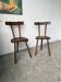 Pair of Savoyard tripod chairs, folk art, oak.