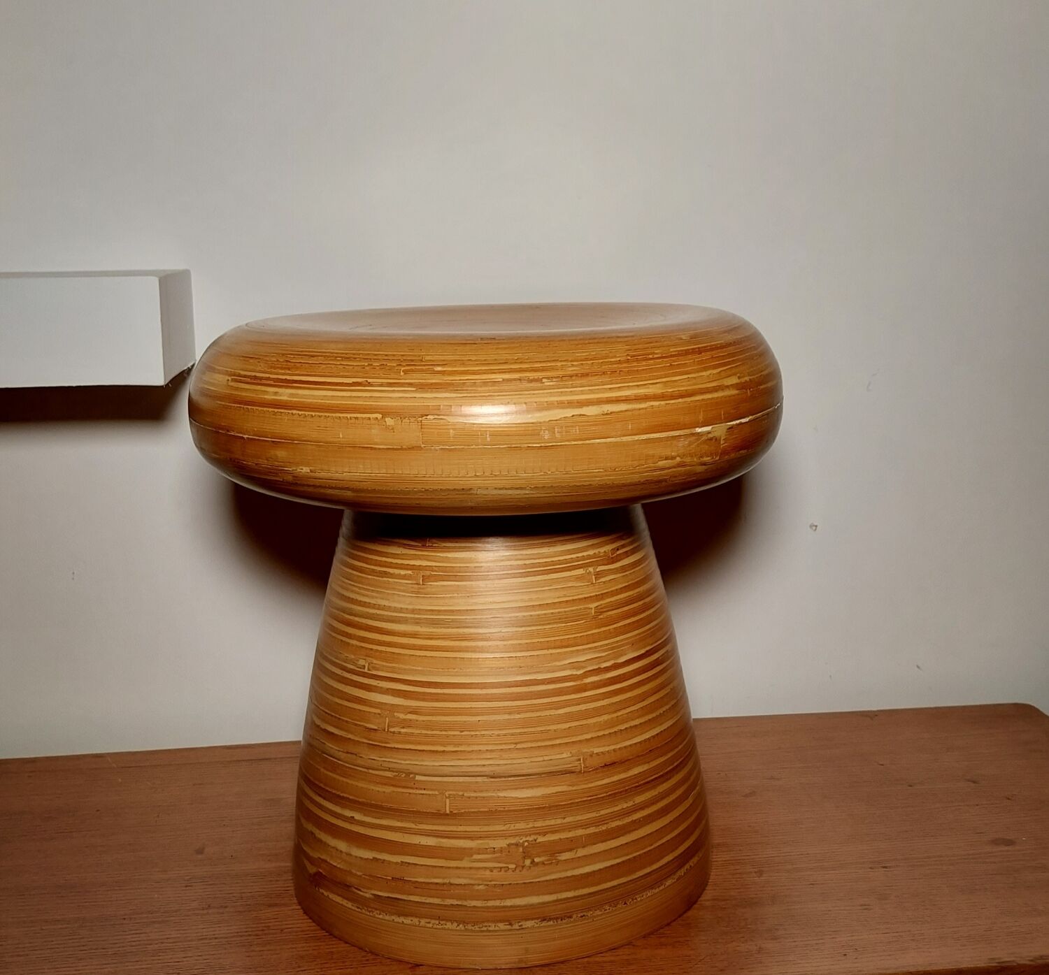 Bamboo mushroom stool, circa 1980