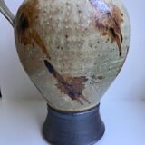 Very large pitcher / ceramic pitcher / glazed pottery 60s-70s signed
