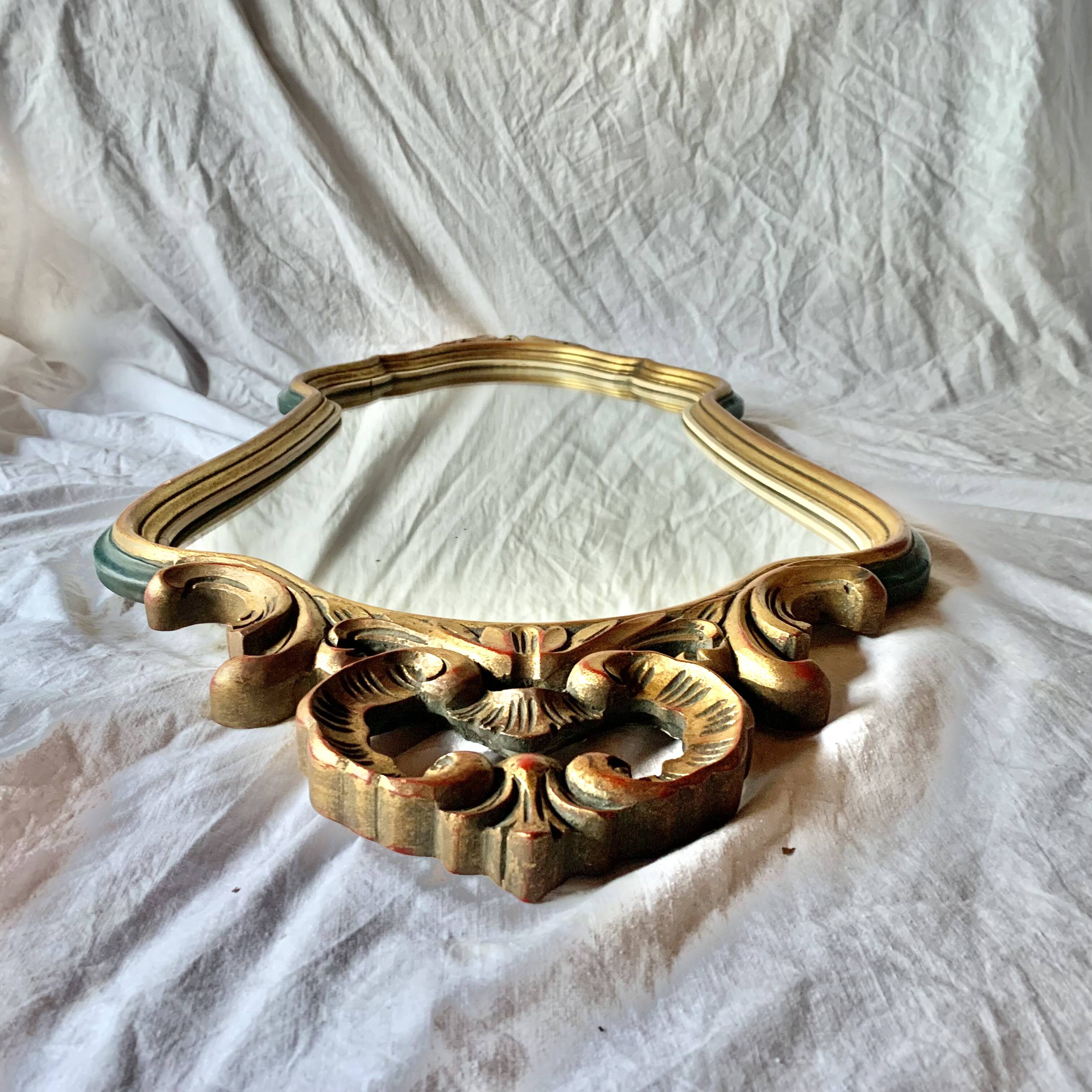 Antique carved gilded wooden mirror - 44 x 82 cm