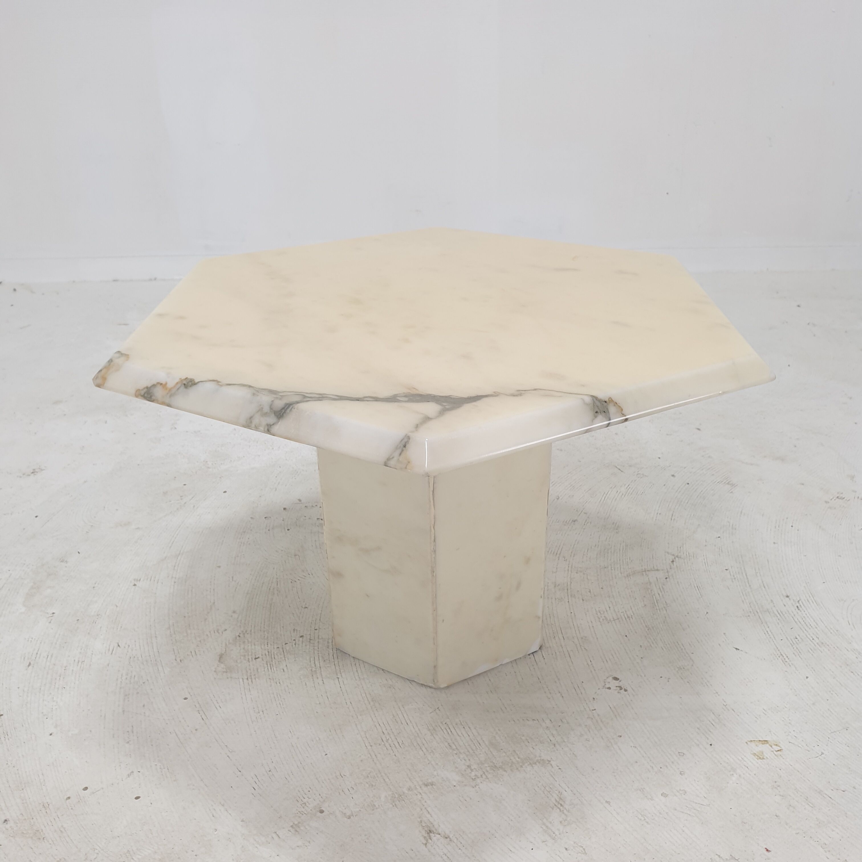 Set of 3 Italian Carrara Marble Side Tables, 1980s