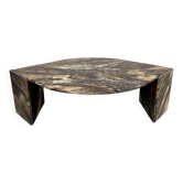 Sculptural coffee table eye veined marble Italian design 1970s