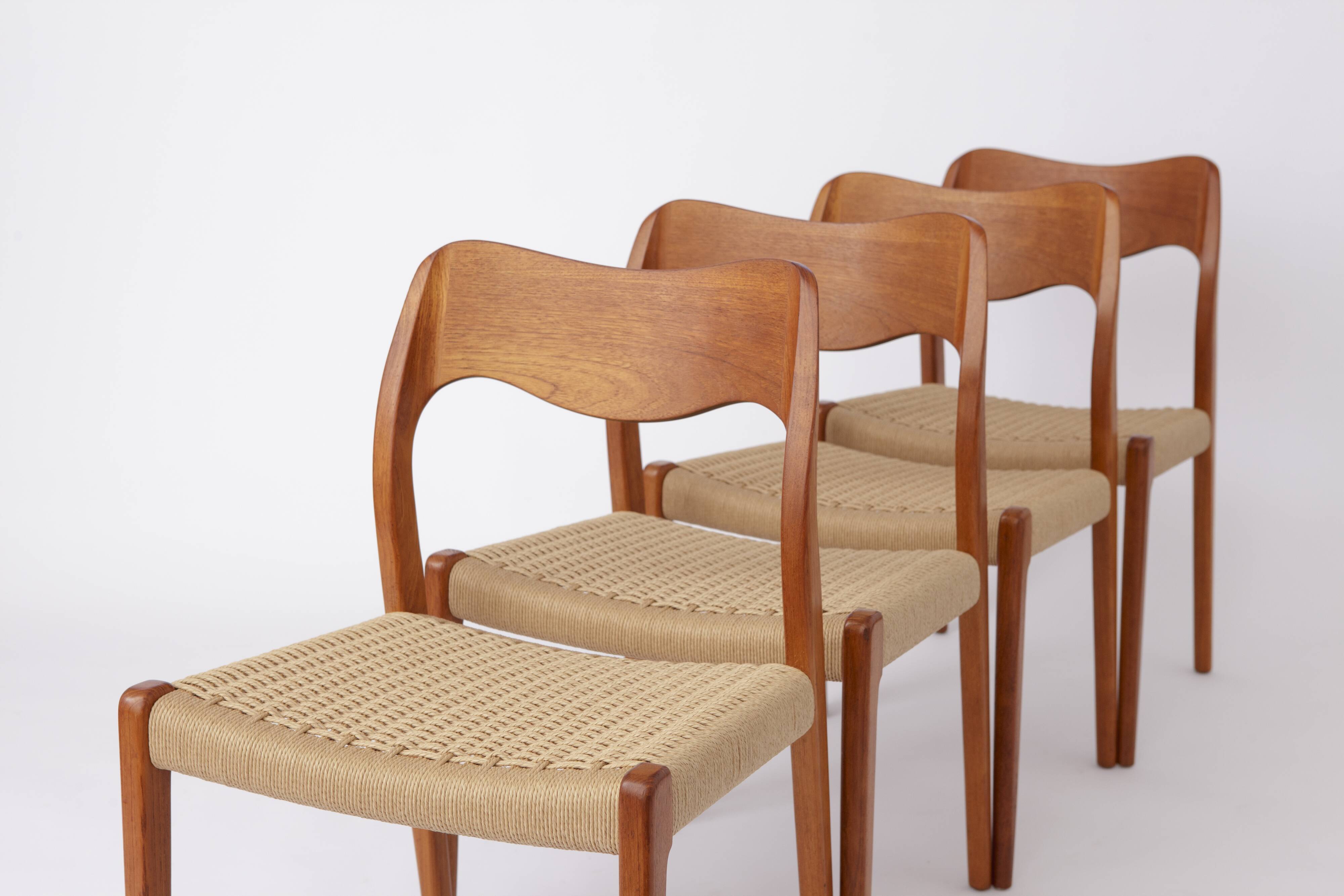 Set of 4 Teak Dining Chairs by Niels Otto Møller – Model 71, Danish Vintage