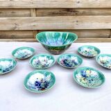 Salad bowl dessert service & 8 ramekins sandstone from the vintage Morvan 70s