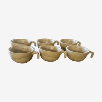 Set of 6 cups a café in sandstone