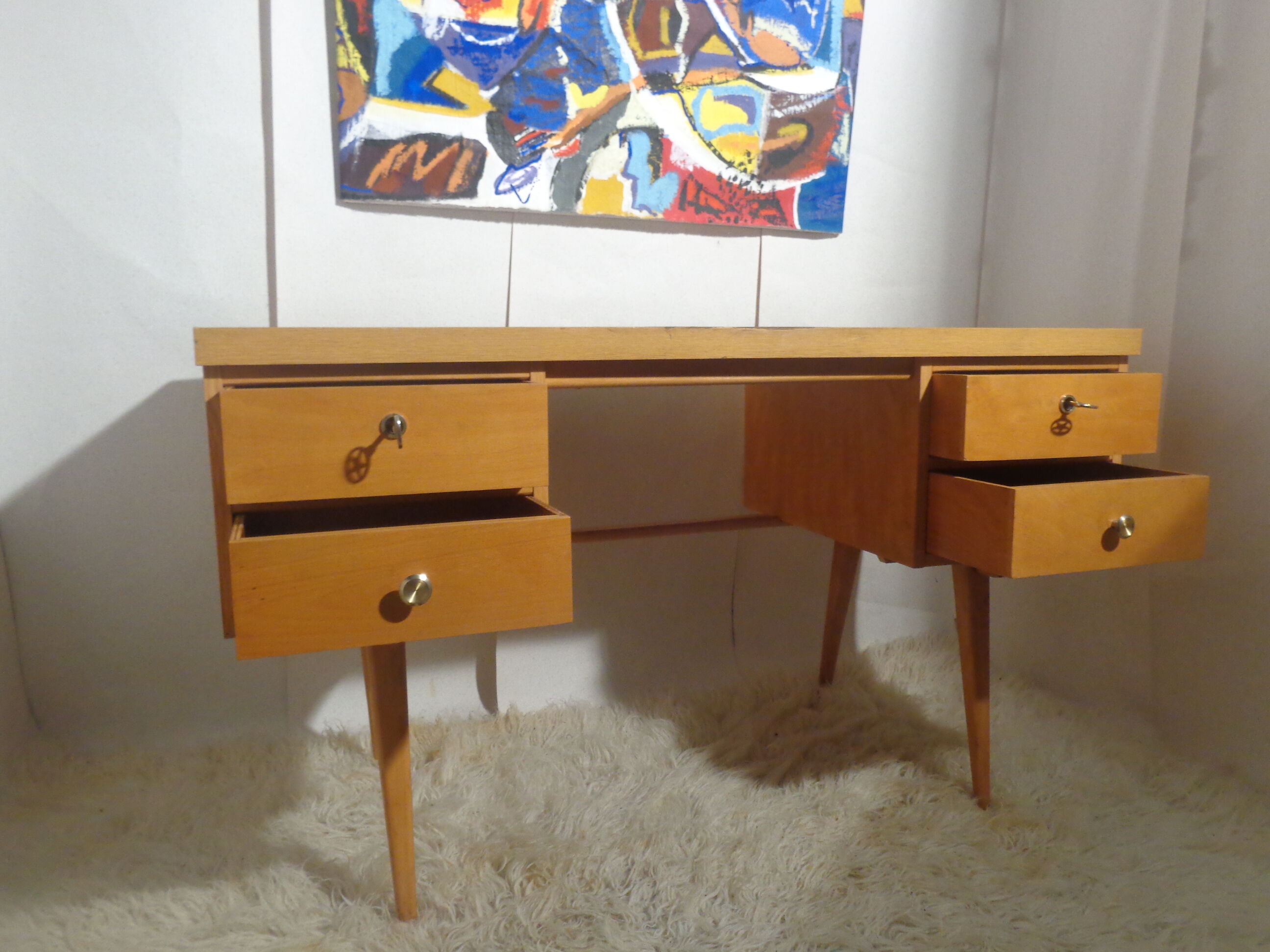 Vintage Ekawerk desk 50s Compass Feet