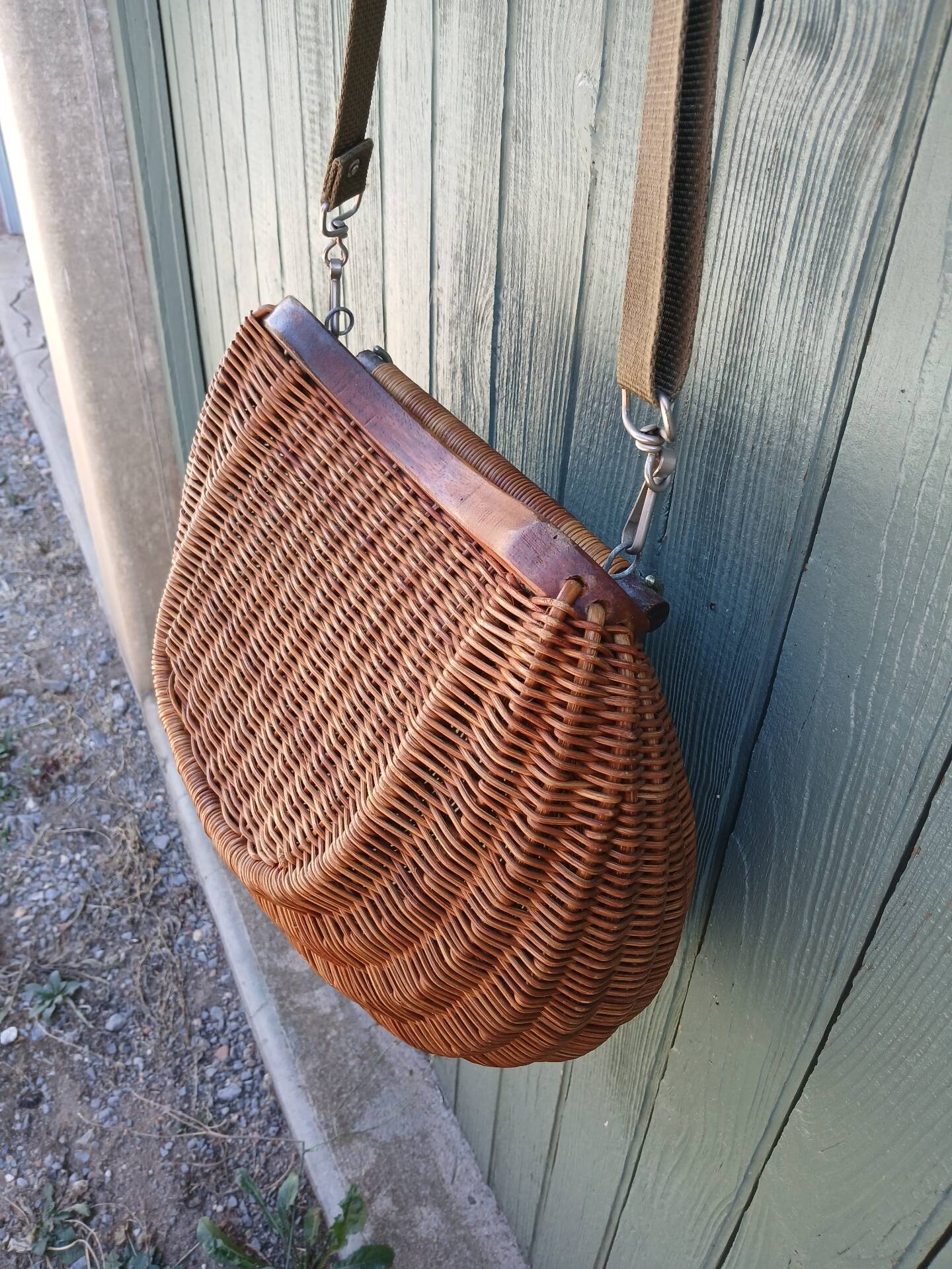 Large handmade wicker fishing basket