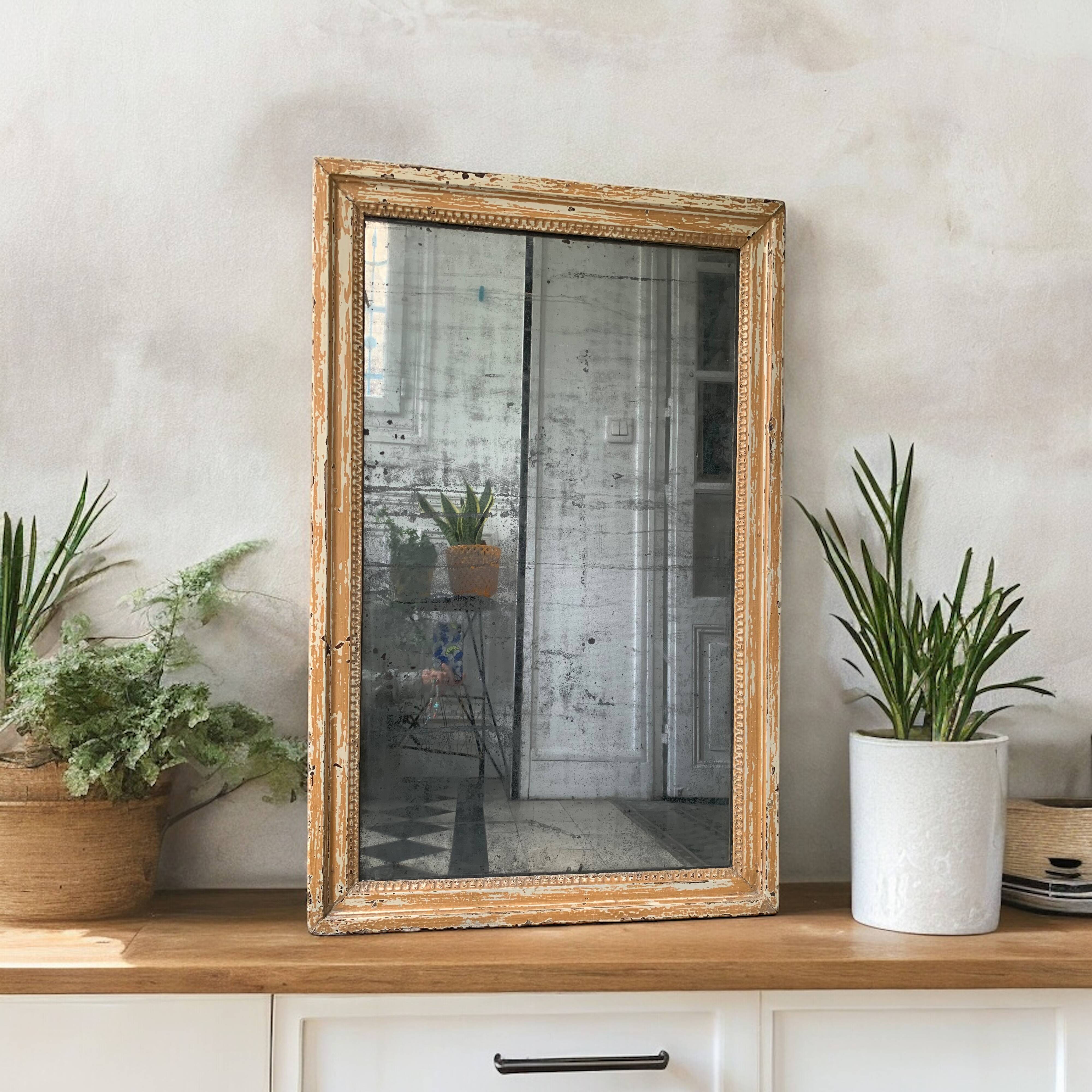 19th century mercury mirror patinated trumeau