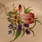 Hollow and round dish, Lunéville porcelain service, flowers (tulip, rose) early twentieth century