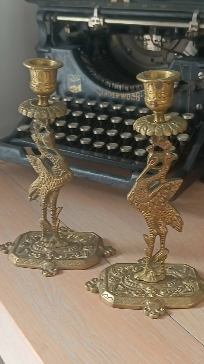 Paire de bougeoirs anciens Style orientaliste Art déco