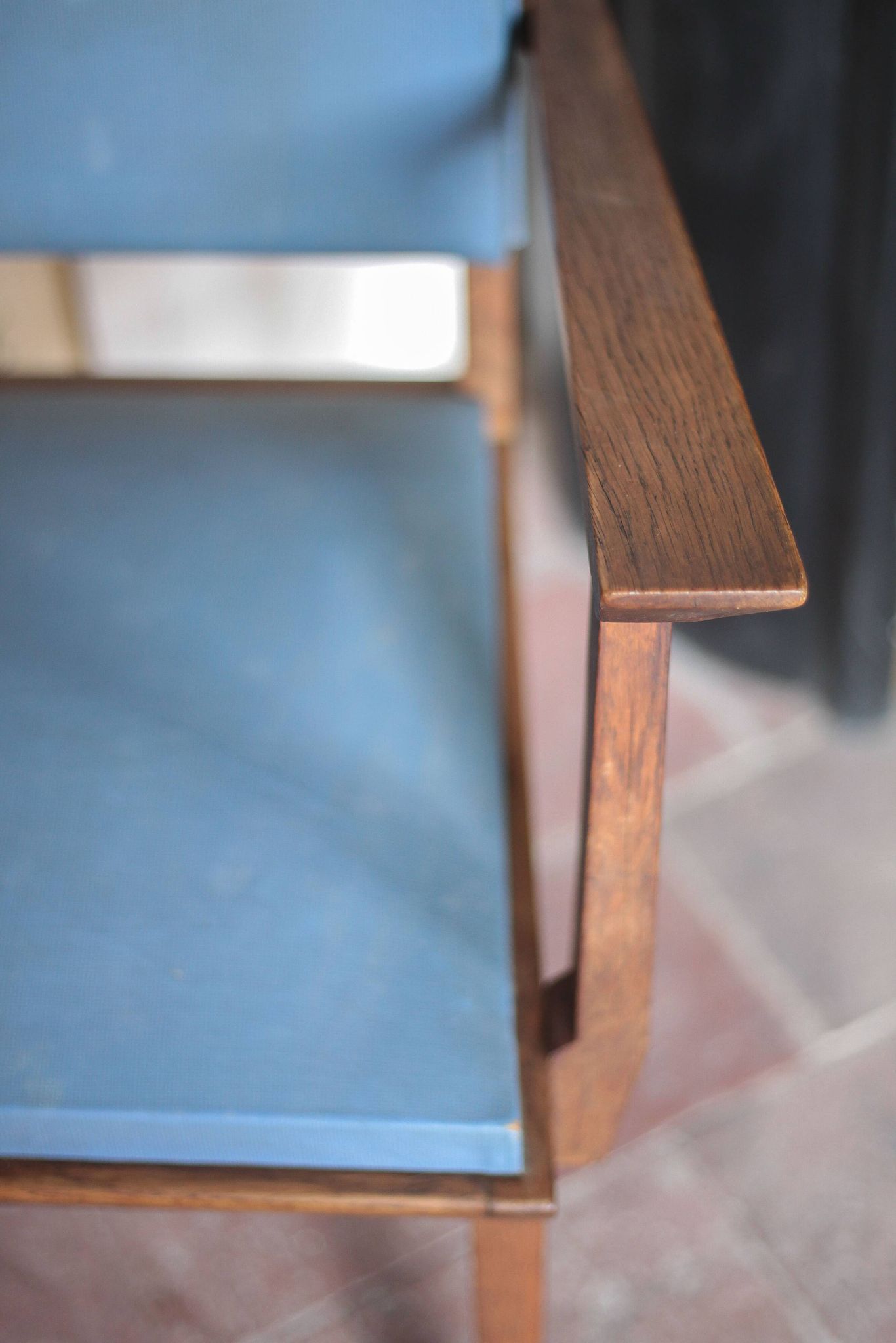 Pair of wooden bridge armchairs from the 1950s, vintage chairs.
