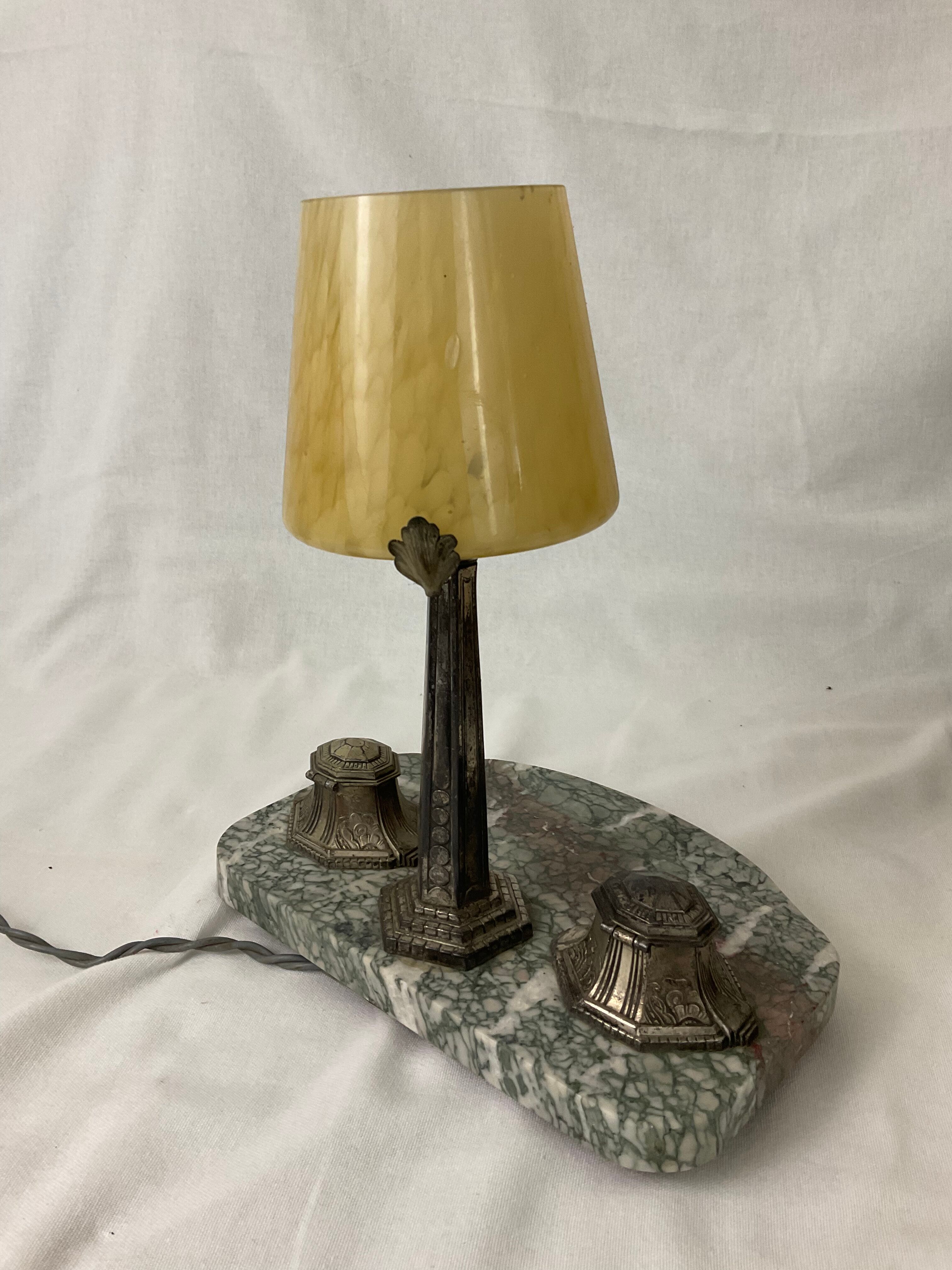 Desk lamp inkwell art nouveau art deco 1930s 30s