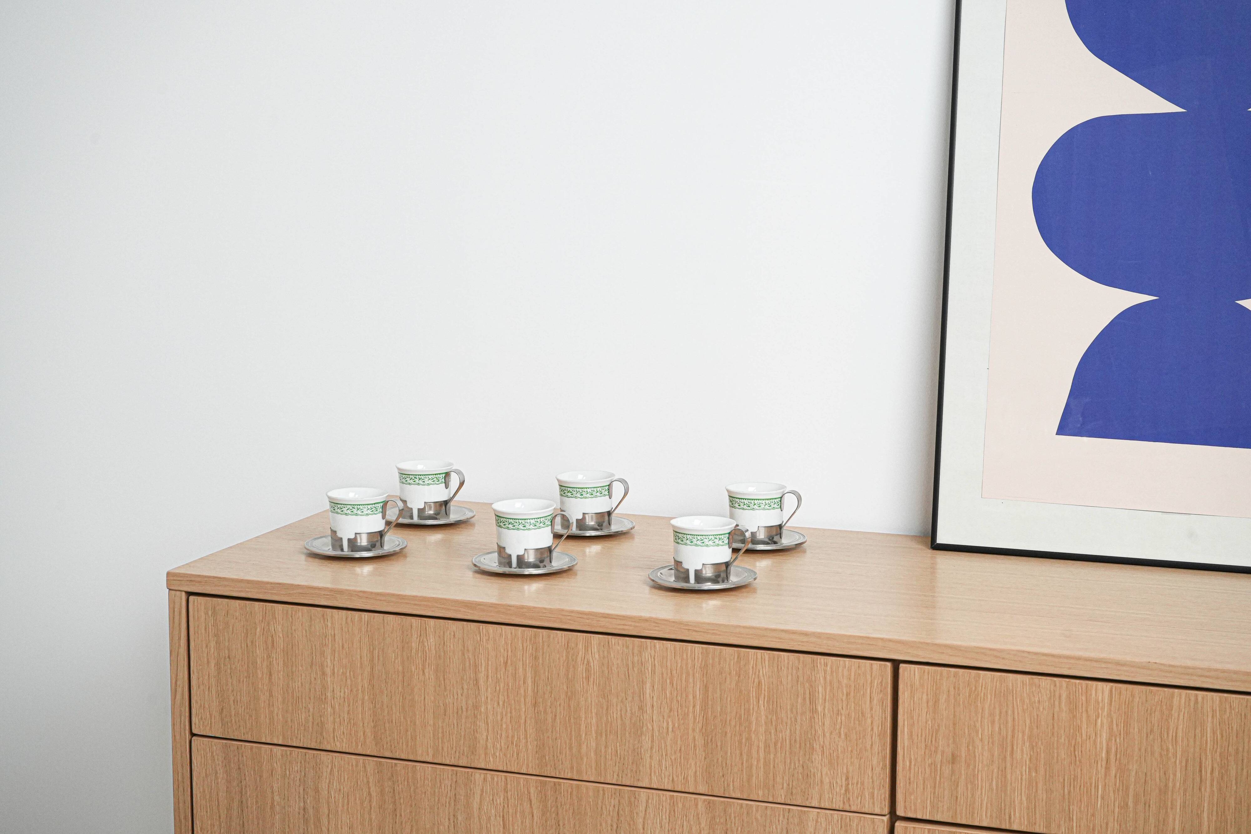 Set of espresso cups, Italian design, 1980s, made in Italy
