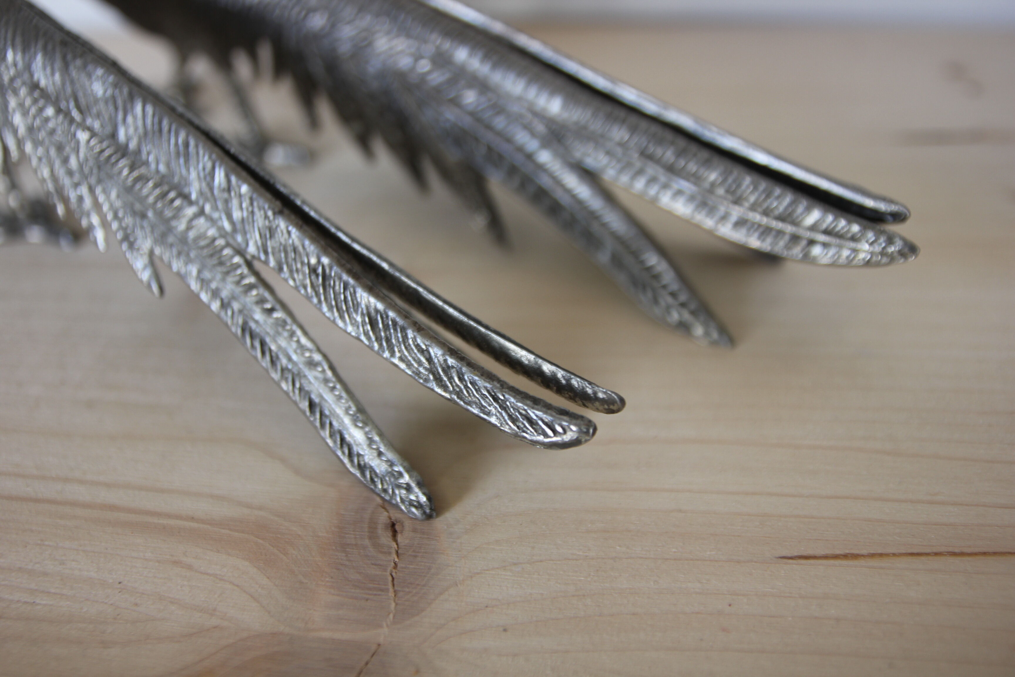 Pair of silver metal pheasants