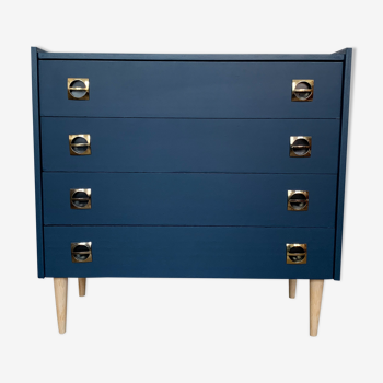 Commode bleu nuit pieds compas