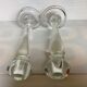 Pair large glass candle holders
