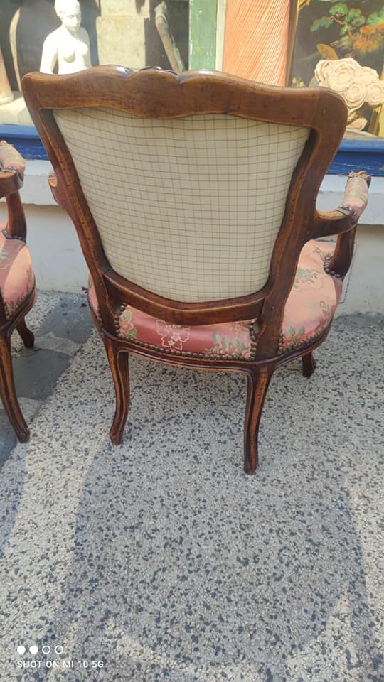 Pair of Louis XV style cabriolet armchairs