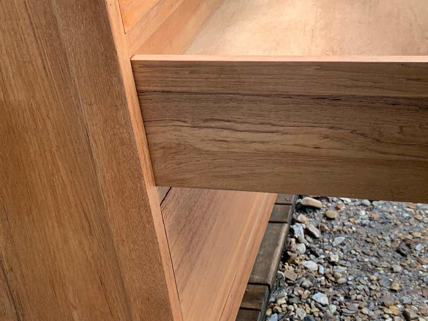 Vintage chest of drawers in solid raw wood from 1950