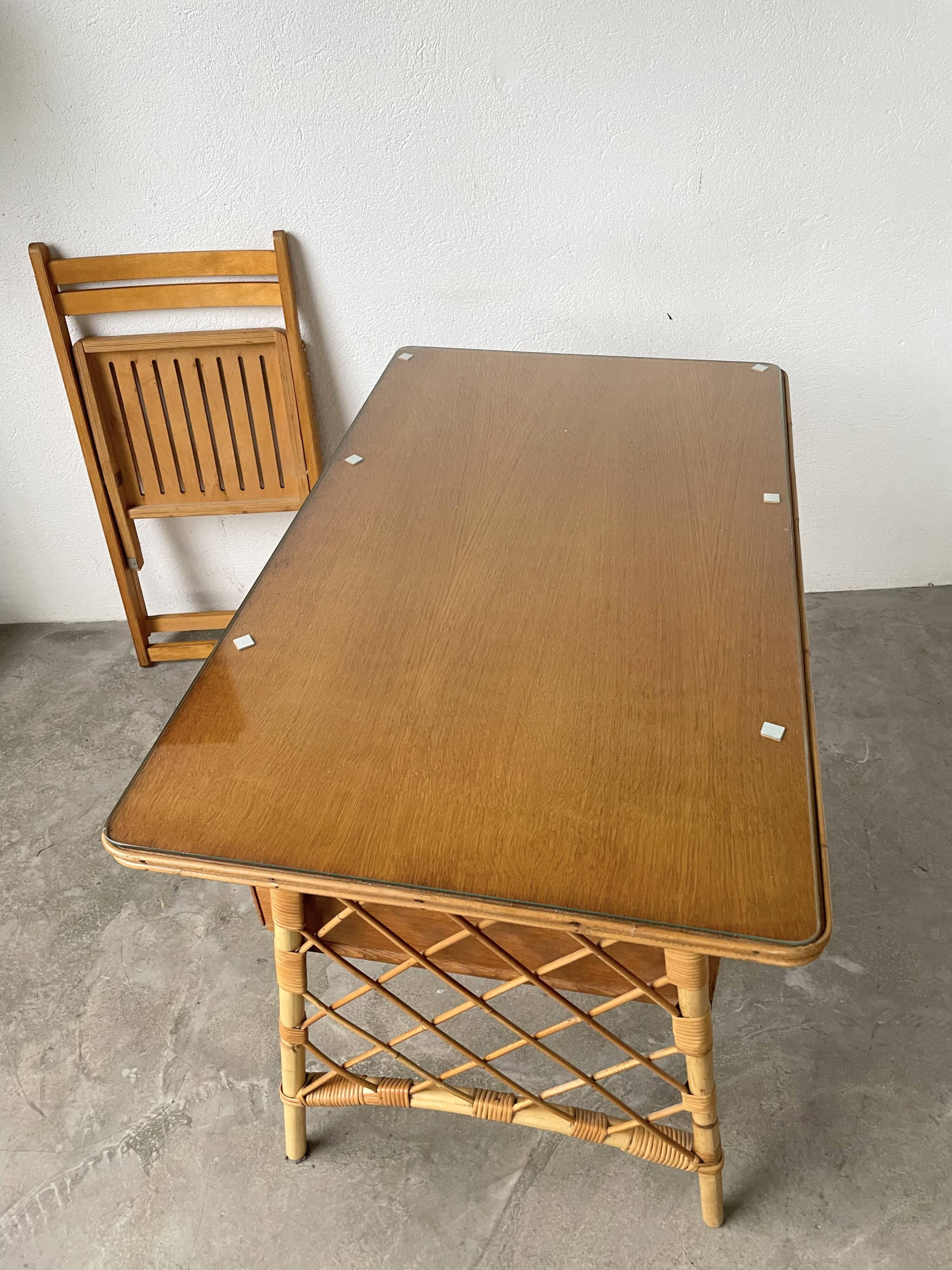 Bureau rotin Louis Sognot et sa chaise