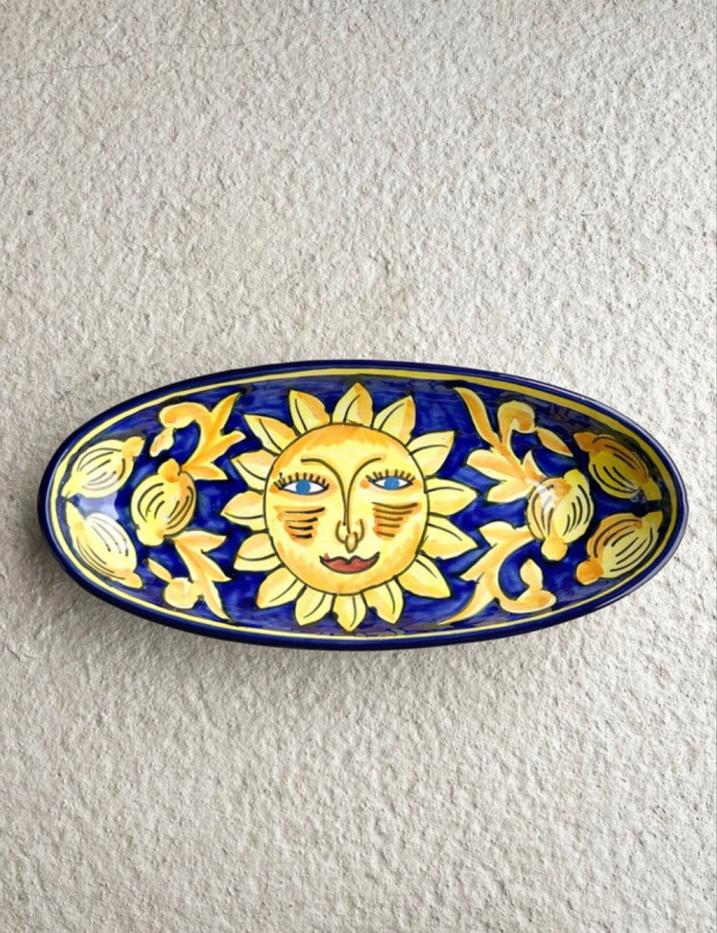 oval plate in artisanal earthenware Decor Sun & Lemons