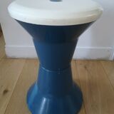 Stool style tam tam 80s plastic blue and white