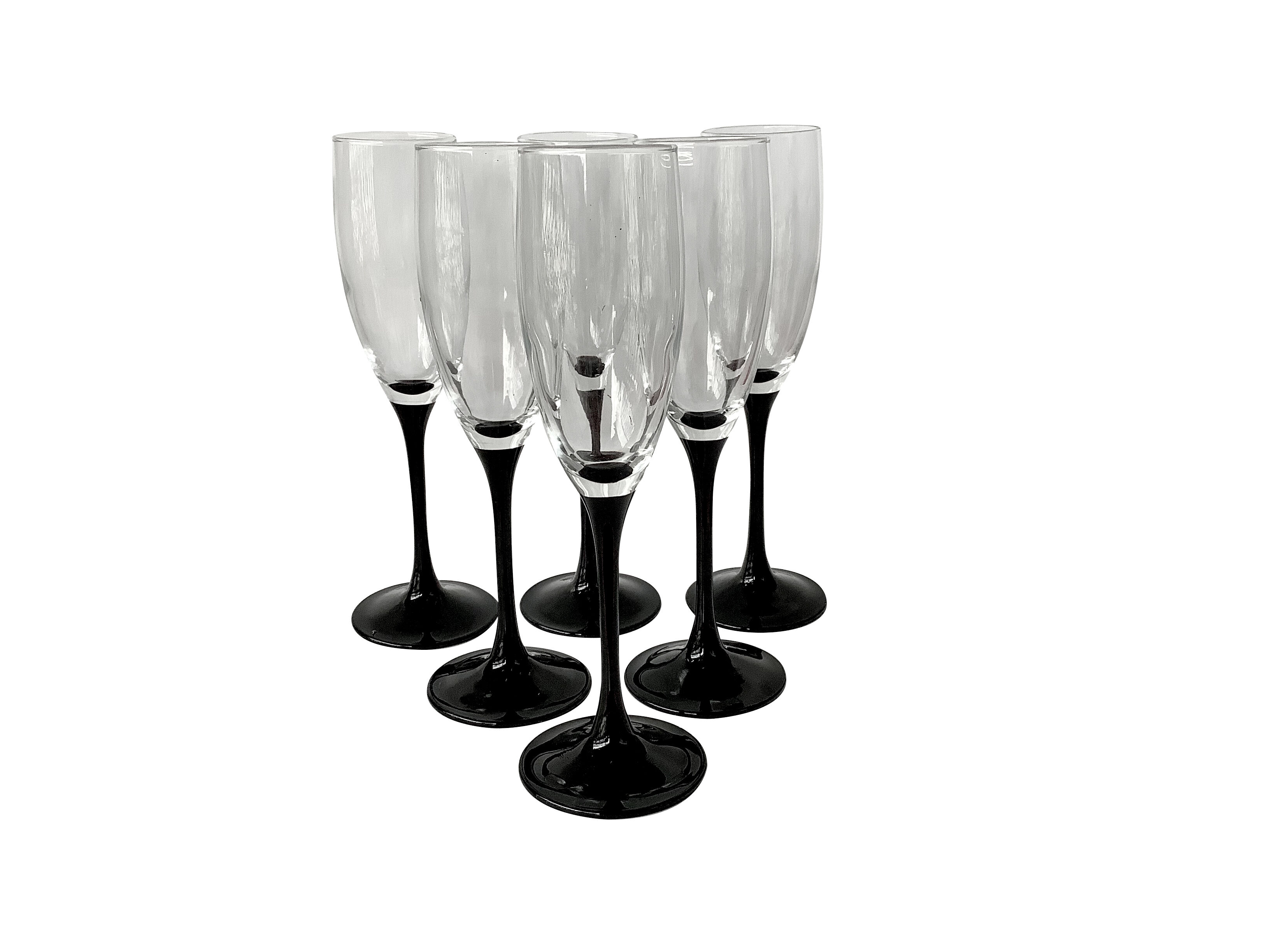 6 champagne flutes Luminarc pied noir