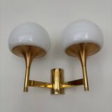 Golden metal wall light and opaline, 1970