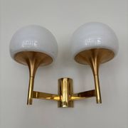 Golden metal wall light and opaline, 1970