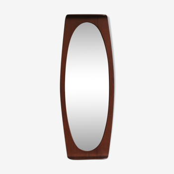 Teak mirror by Campo e Graffi for Home Italy 1950s 46x120cm