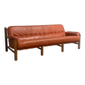 Canapé en cuir de style brutaliste brésilien, années 1960