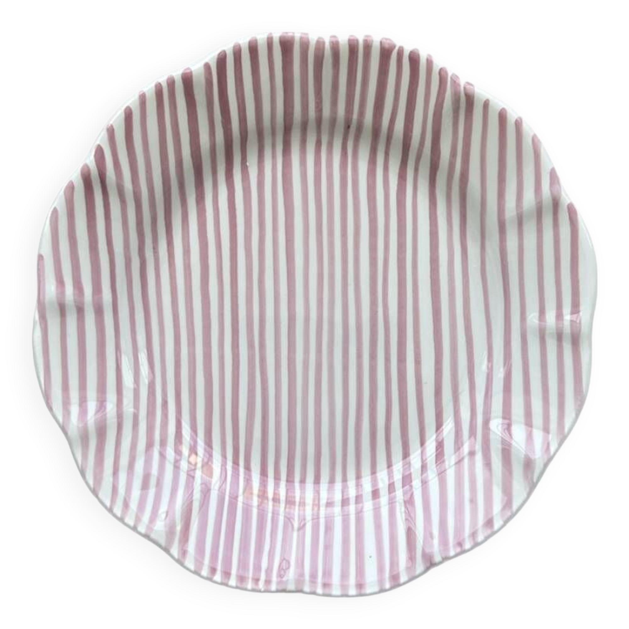 Fine pink striped plate 25cm