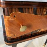 Pair of vintage bedside tables in marquetry wood – revisited Art Deco style