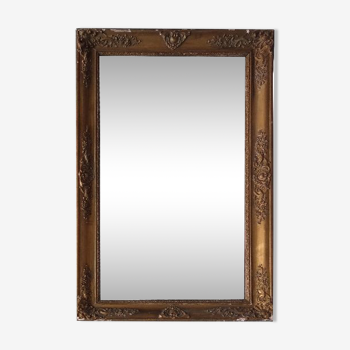 Miroir doré en stuc Napoléon III à restaurer 107 x 63 cm