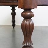 Antique English Oak Writing Desk / Partner Desk with a Leather Top