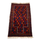 Tapis de prière Baluchi vintage noué main laine teintée années 1970