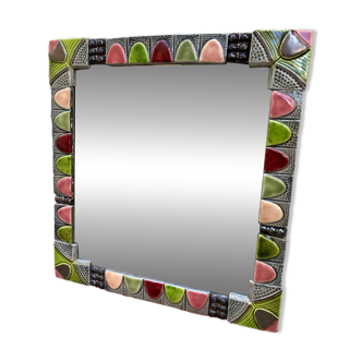 Miroir en céramique années 70